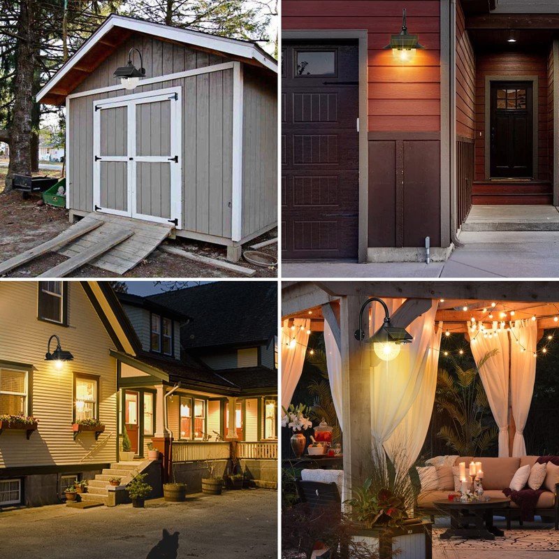 Solar Lantern Lights Outdoor Retro Solar Barn Light with 3