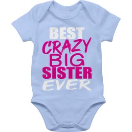Shirtracer - Baby Bodysuit Boy Girl - Big Sister - Best Crazy Big Sister, 1 baby blue, 6-12 months