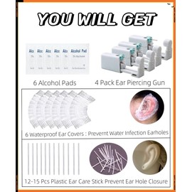 psaakon 24 Pcs Self Ear Piercing Gun Kits - 24pcs/Set Painless Disposable Sterile Gun with Hypoallergenic Studs,at Home Safety Ear Piercing Gun Kit Tool (AB crystal 4mm 282)