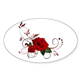CafePress Red Roses Sticker Oval Car Bumper Sticker