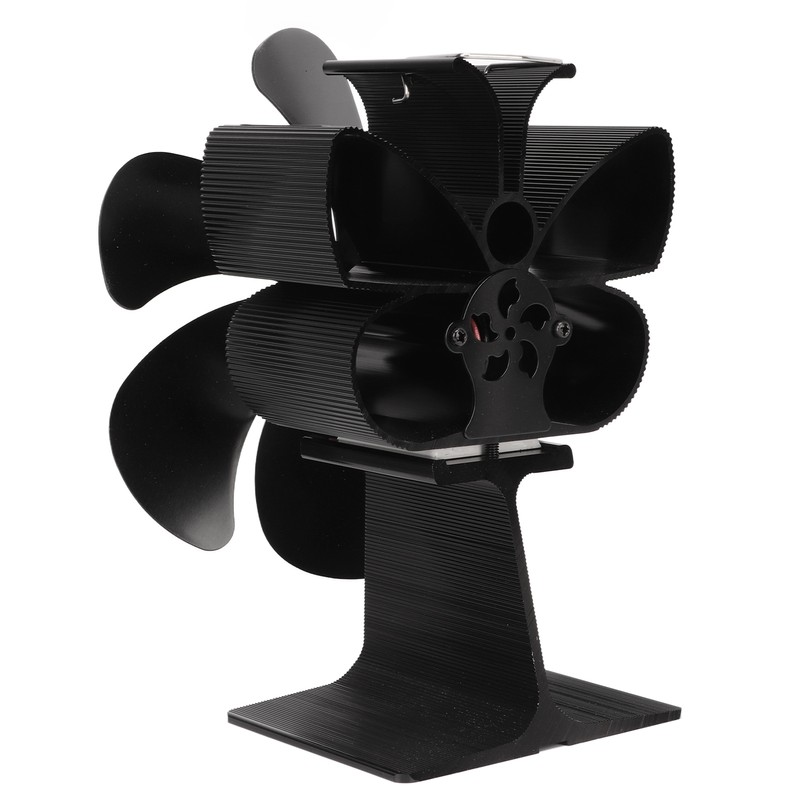 6 Blade Stove Eco Fan Black Self Starting High Temperature