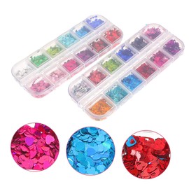 Vaguelly Heart Manicure Sequins Colours Nail Art DIY Glitters Manicure Decor Boxes of Nail Art Supplies