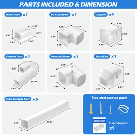 Lineset Cover 3 Inch 19 Ft: Line Set Cover for Mini Split Air Conditioner Central AC HVAC - Waterproof Decorative DIY Line Hide Wall Sleeve for Outdoor Minisplit