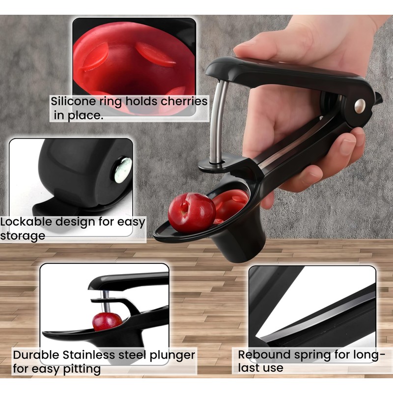 Cherry Pitter, Heavy-Duty Stainless Steel Cherry Olive Pitter Tool, Easy