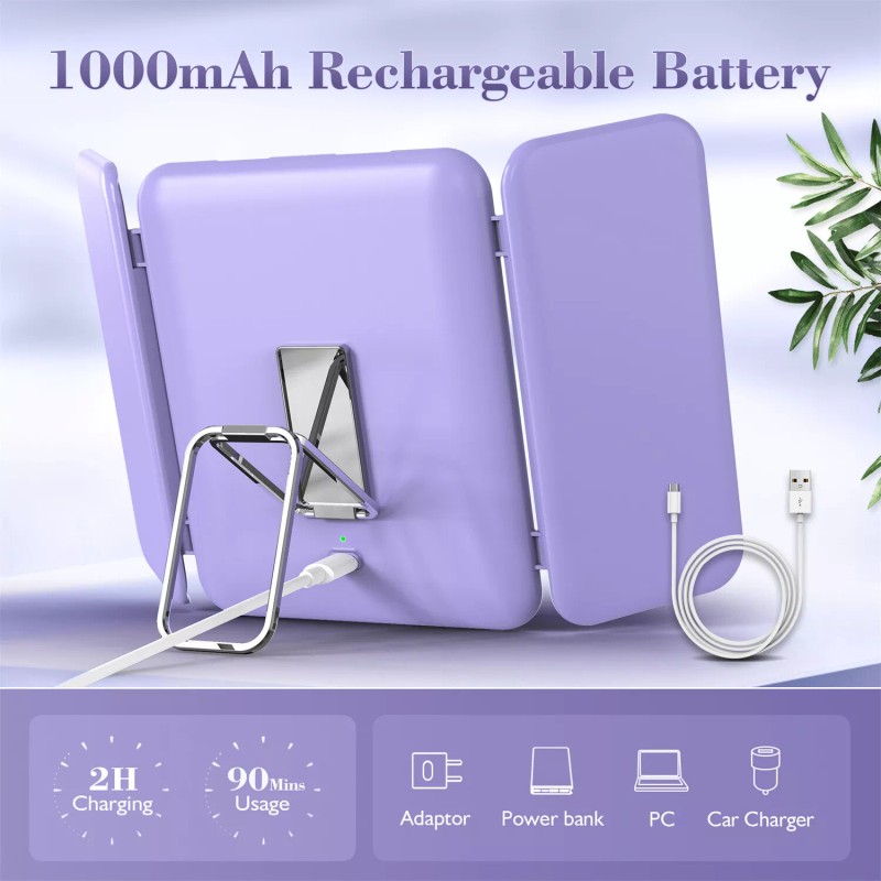 Sejoy Tri-fold LED Makeup Mirror Magnifying Touch Rechargeable Travel Pocket