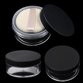 JAGETRADE 50 g Plastic Empty Loose Powder Box with Strainer Cosmetic Jar Makeup Container Box