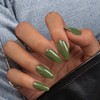 KQueenest Olive Green Press on Nails Almond Medium Length, Almond