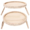 Clip On Tray Natural Bamboo 9.8in Round Home Couch Sofa