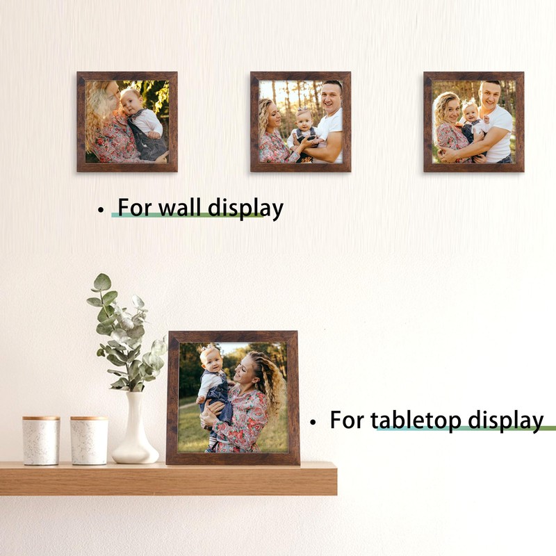 NDUFOA 5x5 Picture Frame, Rustic Square Frame Display 5x5 Photos,