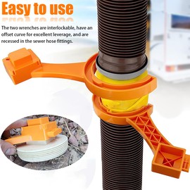 AUCELI 2PCS RV Sewer Hose Wrench, Fits Most 3 Inch and 4 Inch Male/Female RV Sewer Caps, Multi Tool Spanner Wrench Set for Connect and Disconnect Sewer Hose Fittings Easily, Camper RV Accessories