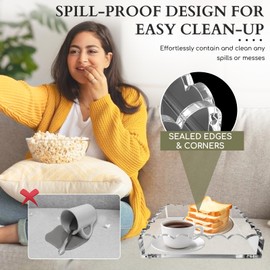 Wageso Acrylic Scalloped Tray with Magnetic Mat C Customizable for Displaying Photos, Art, or Messages, Clear Acrylic Serving Tray Organizer with Non-Slip Bottom, Perfect for Home or Office Decor