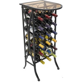 Sorbus Wine Rack Stand Bordeaux Chateau Style with Glass Table Top - Holds 18 Bottles of Your Favorite Wine - Elegant Looking French Style Wine Rack to Compliment Any Space (Wine Stand - 18 Bottles).