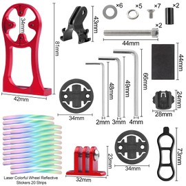 Aluminium Bicycle Mount for Garmin Edge 530 540 520 510 500 200 130 25 20 840 830 820 810 800 1000 1030 1040 Plus Explore 2 Bicycle Computer GPS Bicycle Mount with Wheel Sticker Stem Holder Red