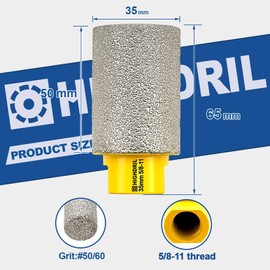 HIGHDRIL Diamond Milling Finger Bits for Enlarging and Shaping Hole,Diameter 35mm (1-3/8") Dry Drilling Core Bit for Porcelain,Hard Ceramic,Granite and Marble