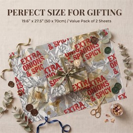 SHSEEN Tin Foil Food Wrapper Wrapping Paper, 19.6 x 27.5 in, 2 Sheets