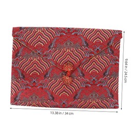 jojofuny Chinese Style Storage Bag for Buddhist Scriptures and Sundries Decorative Brocade Pouch with Elegant Embroidery Comfortable Cloth Material for Organizing Music Books and Jewelry