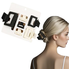 Flomiara 6PCS Hair Clips for Women, Claw Clips, Plastic Square Hair Clip Home Makeup Outdoor, Suitable for Thick Thin Hair, Strong-Hold Claws for Styling, Light Cute for Women Girls Kids, Black