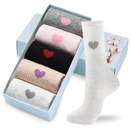 Corlap Women's Crew Socks Ankle High Cotton Fun Cute Athletic Running Socks Gifts For Women (5-Pairs With gifts Box)