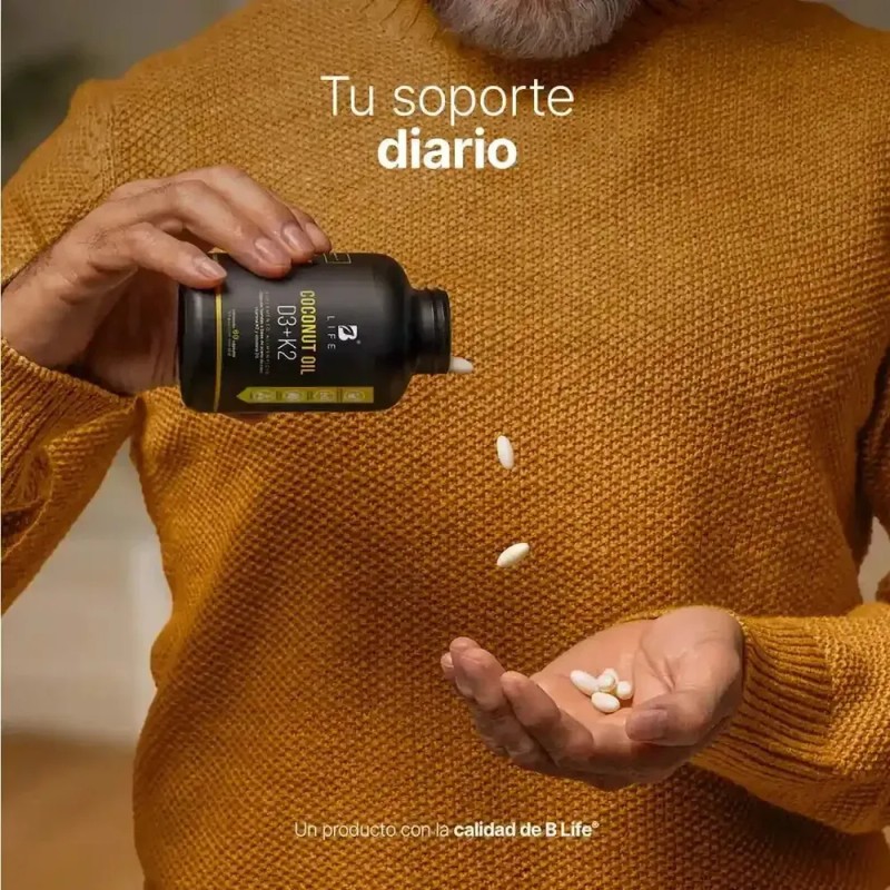 Coconut Oil D3+ K2 60 Cápsulas B Life Sin Sabor