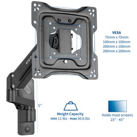 VIVO Premium Aluminum Single TV Wall Mount for 23 to 43 inch Screens, Adjustable Arm, Fits up to VESA 200x200, MOUNT-G200B