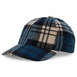 Trendy Apparel Shop Plaid Checker Wool Blend Unstructured Baseball Cap - Teal Black Watch