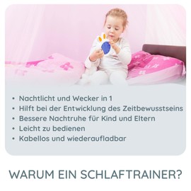 Alecto BC100BUNNY Children's Alarm Clock - Bedside Lamp Helps Children Get A Sense of Time - Night Light Stimulates Children to Stay in Bed - Adjustable Night Light - White