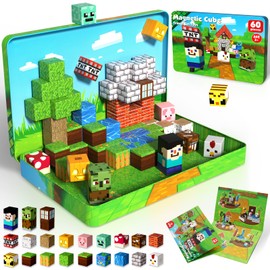 Magnetic Blocks, 60PCS Toddler Travel Toys Magnetic Tiles with Metal Box, Magnet Building Blocks Creative Construction Sensory Toys for Kids Boys Girls Ages 3 4 5 6 7 8 9 10 Birthday Gifts