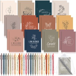 Mooliwe 48 Pcs Positive Affirmation Gift Set Gratitude Notebooks with Pens and Small Bags Motivational Encouragement Notepads Daily Affirmations Journal for Women Stress Relief Self Care Gift(Floral)