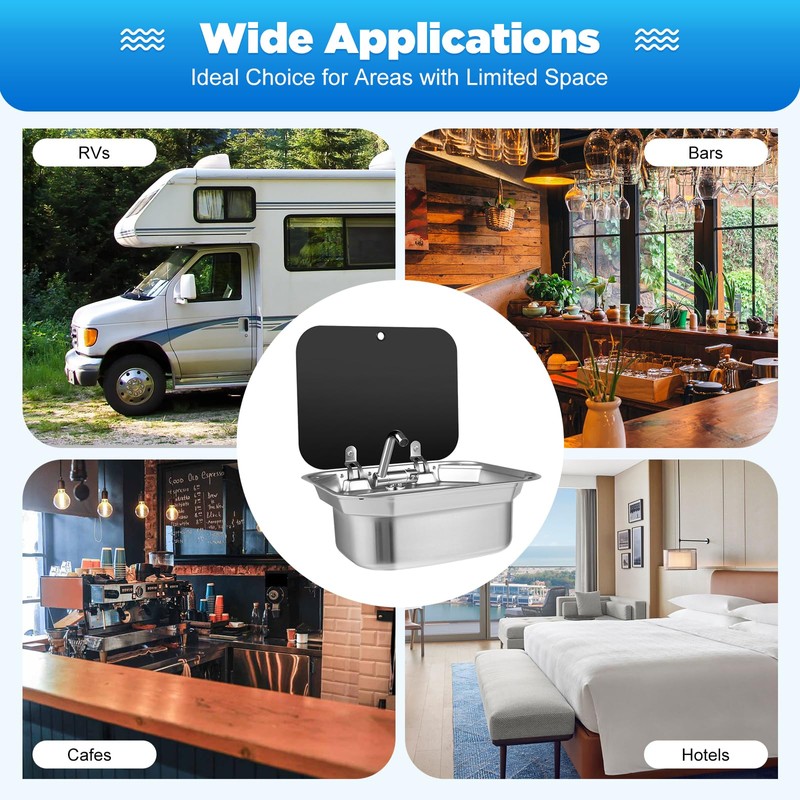 LIAPDG Stainless Steel Caravan Sink, Small Folding RV Bathroom Kitchen