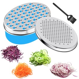 Cheese Grater with Container, Stainless Steel Grater for Kitchen with 2 Grating Surfaces, Multifunctional Grater Shredder for Cheese & Vegetables, Lemon Scraper, Parmesan Grater, Potato Grater, with