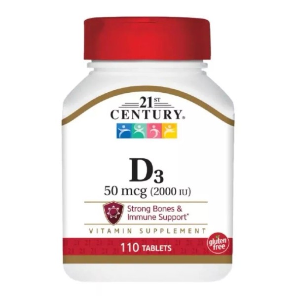 21st Century Vitamina D3 Premium 50 Mcg 2,000iu 110 Tabletas Eg D54