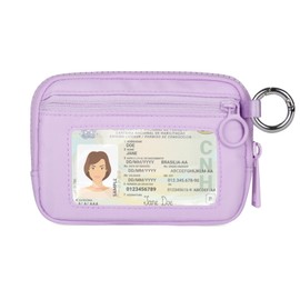 Didida The Iris Wallet Zip Card Case with ID Window Purses for Women Coin Purse with Zipper Mini Portable Keychain Wallet, Purple