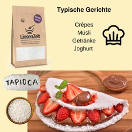 LinsenZeit - Tapioca Beads 600 g - Tapioca - Starch Beads from Cassava Root - Cassava Beads - Boba - Vegan - Wheat Substitute - Sago - Sabudana - No Additives - Premium Quality