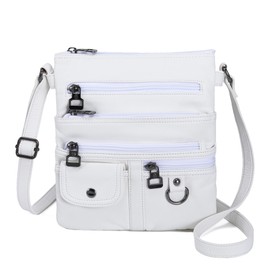 MINICAT Crossbody Purses for Women Multi Pocket Crossbody Bag Soft Leather Cross Body bag for Woman Small Shoulder Bags(White Small)