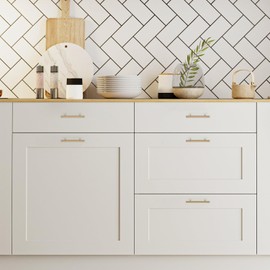 Ravinte 5 Pack Kitchen Cabinet Handles Champagne Bronze 3-3/4 Inch Hole Center Stainless Steel Pulls for Dresser Drawer Cupboard Handles with Screwdriver, 6 Inch Length