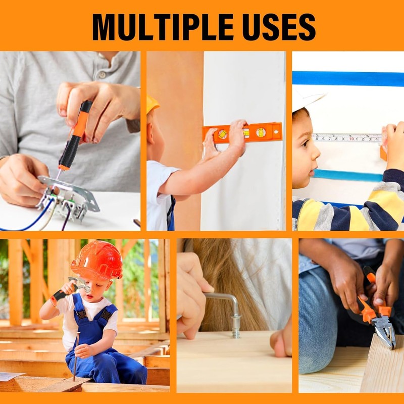 Basytodio 27-Piece Kids Tool Set Real with Storage Tool Bag