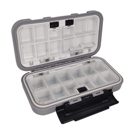 Aventik Waterproof Fishing Tackle Box Lures Hooks Bait Storage Case Trays Accessory Boxes Thicker Plastic Hooks Organizer for Vest Casting Fly Fishing 6.4x3.2x1.8inch(Grey)