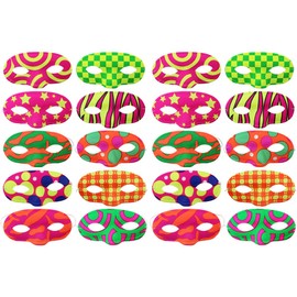 com-four® 20 x Glitter Masks in Round Shape in Various Colours, Venetian Eye Masks Masquerade Mask Ideal for Parties, Cosplay, Carnival and Fancy Dress (Pack of 20 - Round)