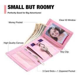 Lamumu Kids Wallets for Girls Boys, Little Girls Wallet for Kids, Rainbow Wallet for Teen Girls, Toddler Wallet for Girls with Magic Sticker, RFID Nylon Wallet/Canvas Wallet with Coin Pocket for Gifts