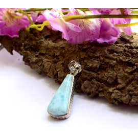 925 Sterling Silver Larimar Pendant Necklace – Caribbean Blue Gemstone Beach, Elegant Jewelry Gift for Women