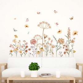 Boho Flower Wall Stickers for Girls: Nursery Baby Room Peel and Stick Removable Wall Decals for - Ages 1-12 Years Vinyl Wall Decor