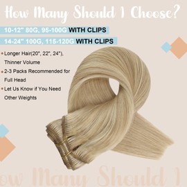 Full Shine Hair Extensions for Women Clip in Hair Extensions Real Human Hair Extensions for Women 16 Inch Clip in Extensions Color 16 Highlighted 22 Blonde Hair Extensions 120 Grams 7 Pieces