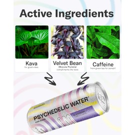 Psychedelic Water Blackberry + Yuzu, Mood Enhancing Relaxation Drink, 12 Fl Oz (12 Cans), Gluten Free, Vegan (Blackberry+Yuzu)