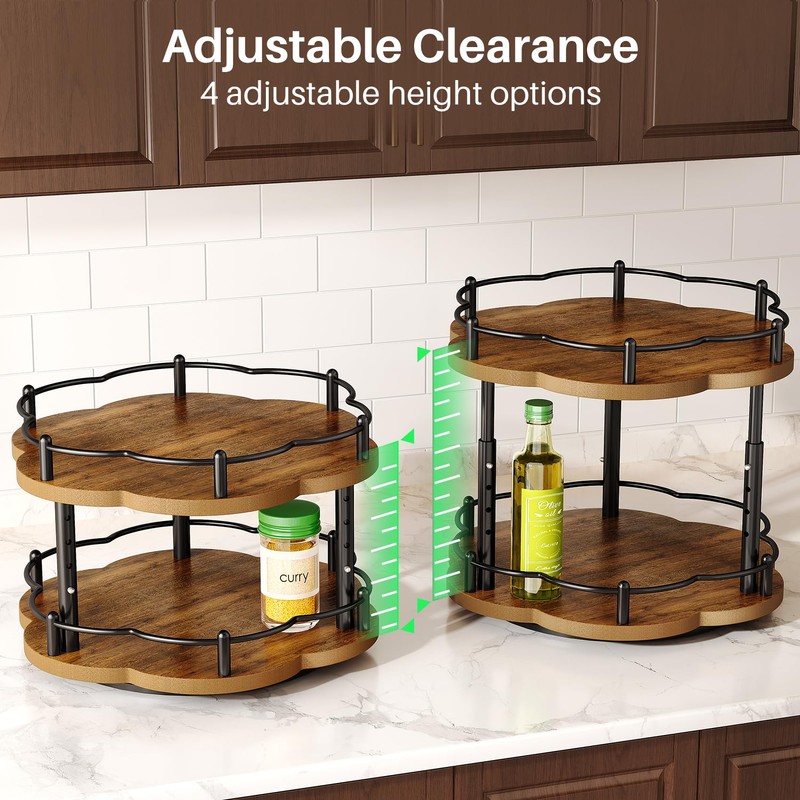 Spice Rack Lazy Susan Organizer for Cabinet, Rotating Spice Organization