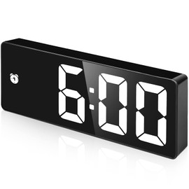 Reloj Despertador Digital,relojes despertador LED para dormitorio, Reloj de Alarma Digital con función de repetición yEspejo,Temperatura, 12/24 H, Fecha,Despertador Electronico con Puerto de Carga USB