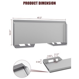 1/4" Skid Steer Mount Plate, Universal Quick Tach Attachment Loader Plate for Skid Steer Loaders, 3000 LBS, Heavy-Duty Rust-Proof Coating, Compatible with Bobcat, Kubota, John Deere & Other Tractor