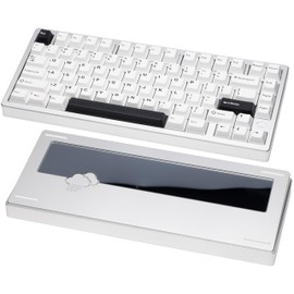 KEEBMONKEY WOBKEY Rainy 75 CNC Aluminum HMX/JWK/Cocoa Switches Triple-Mode Connectivity Mechanical Keyboard with Superior Acoustics, No RGB/PP/Mirrored Glass/3500mAh/Violet Switch (Lite - Silver)