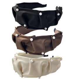 3 Pieces Wide French Bow Knot Headband Hair Band Fabric Non-Slip Headwear Elastic Twist Hair Accessories Alice Hair Bands for Women