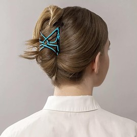 3 Pieces Stretchy Double Comb Hair Clip Magic Hair Side Combs for Women Elastic Wood Beaded Hair Bun Maker Hair Accessories for Curly Thick Wavy Hair (Black, Blue, Brown)