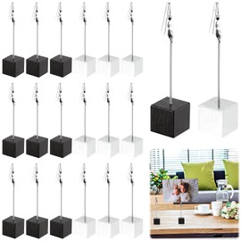 XSHAO® Pack of 20 Wooden Photo Holders with Clips, Memo Clip Holder Stand Photo Holder Note Holder Memo Holder Seat Card Holder Postcard Holder for Home Decoration/Party/Office/Wedding